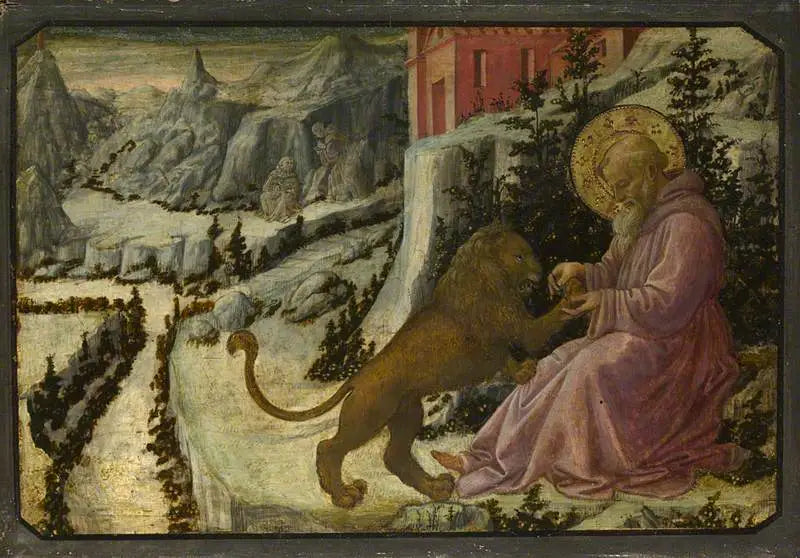 Saint Jerome and the Lion: Predella Panel - Fra Filippo Lippi image 1 reproduction d’œuvre d’art à l’huile