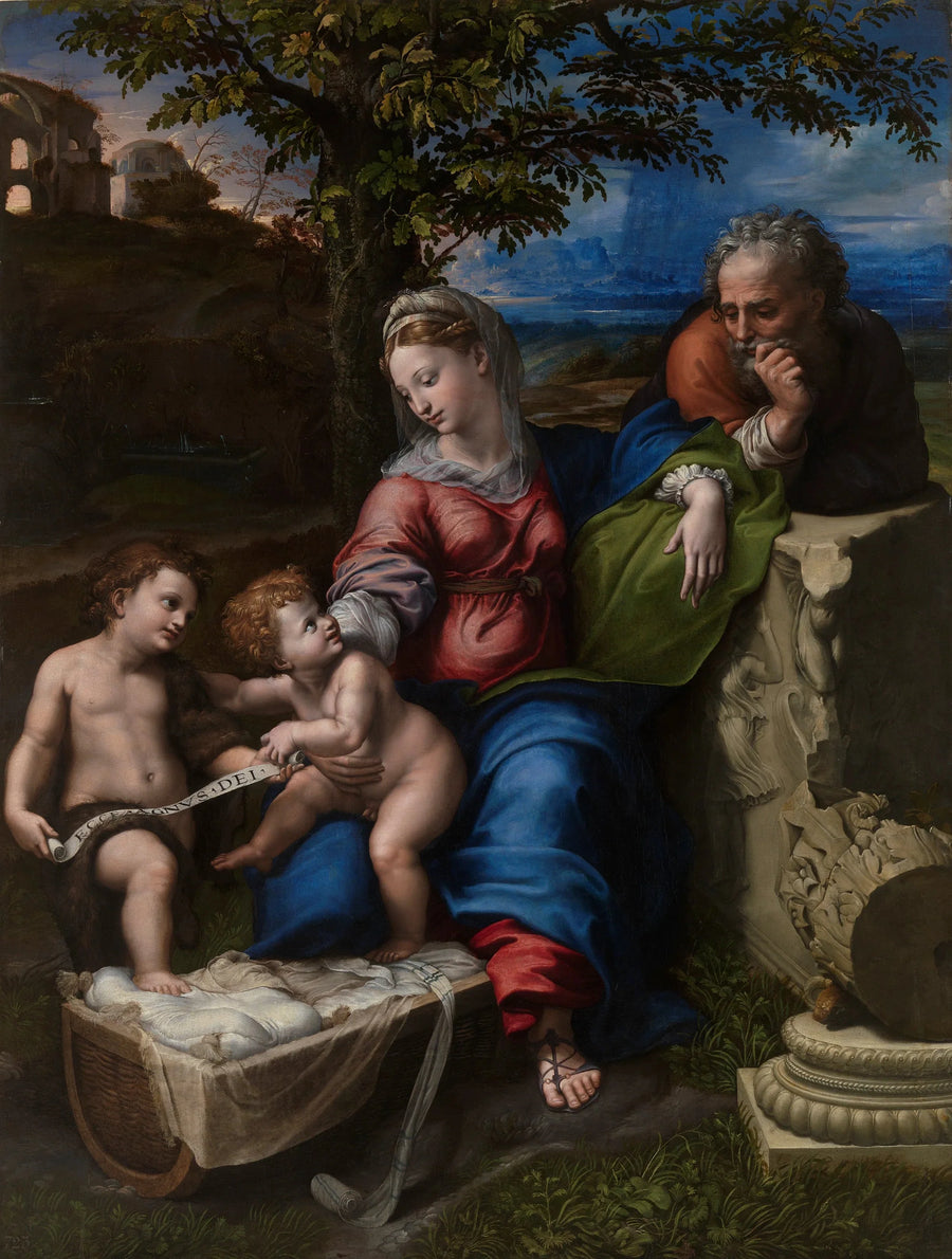 Sainte Famille sous un chêne de Raphaël et Giulio Romano – reproduction peinture à l’huile sur toile