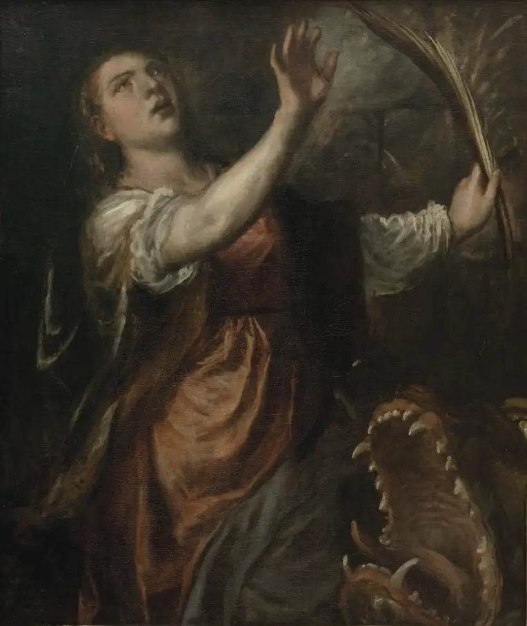Sainte Marguerite et le Dragon - Titian image 1 copie peinte à la main à l’huile