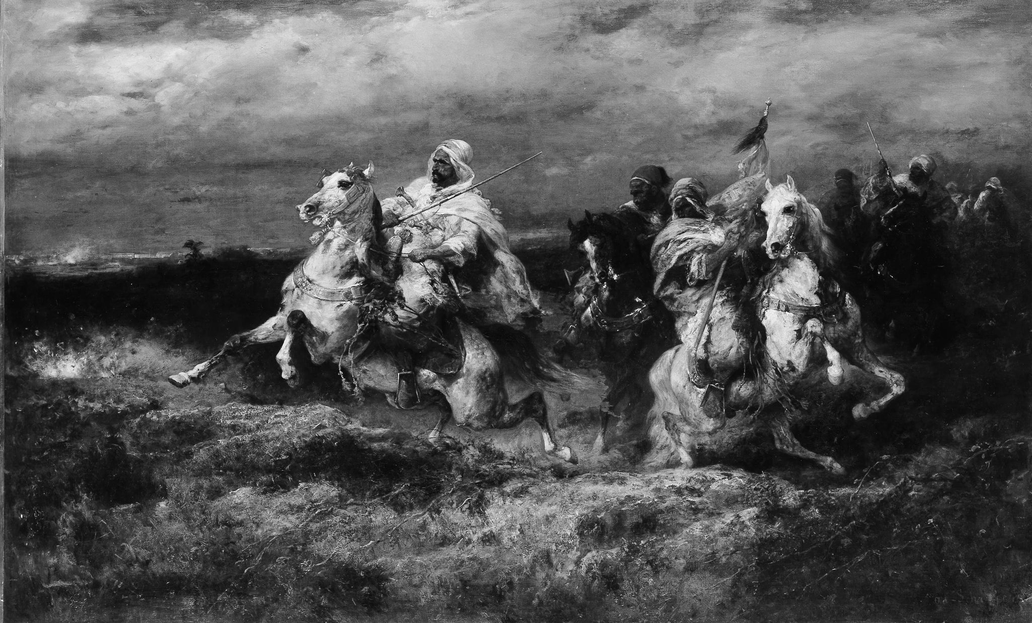 Scène de bataille : Arabes faisant un détour - Adolf Schreyer