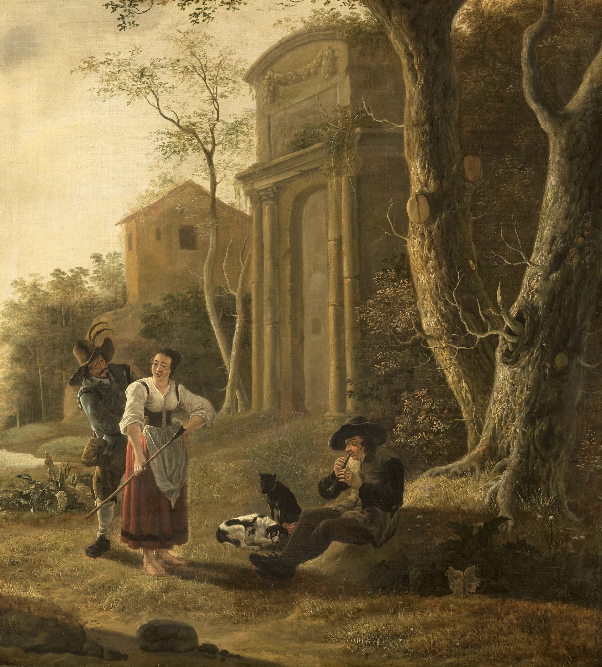 Scène de berger avec un joueur de châle - Jan Baptist Wolfaerts