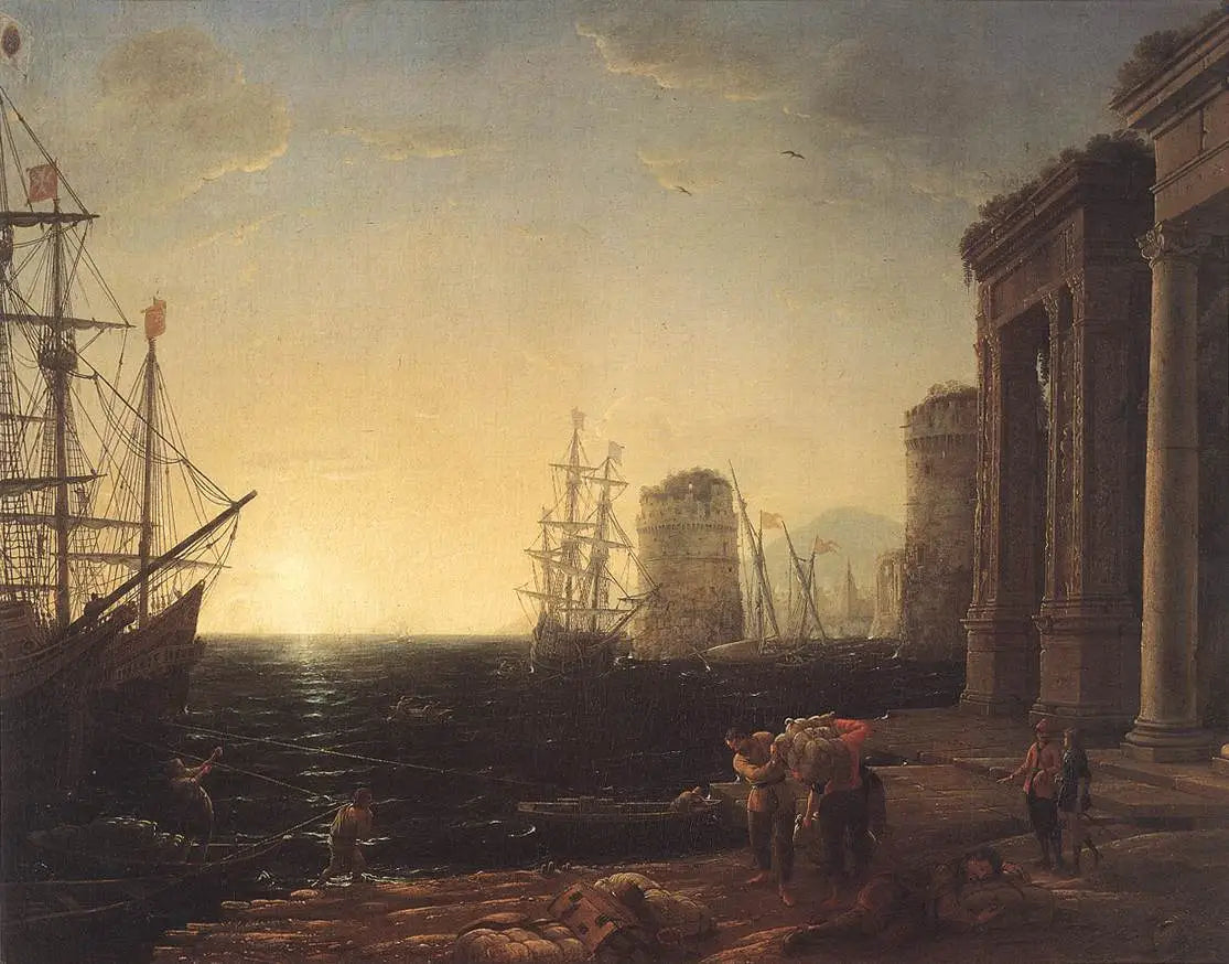 Scène portuaire au coucher du soleil - Claude Lorrain - Alpha Reproduction