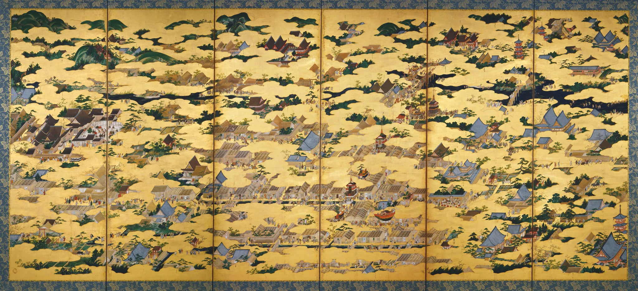 Scènes à l’intérieur et autour de Kyoto, Kanō Eitoku, 1565