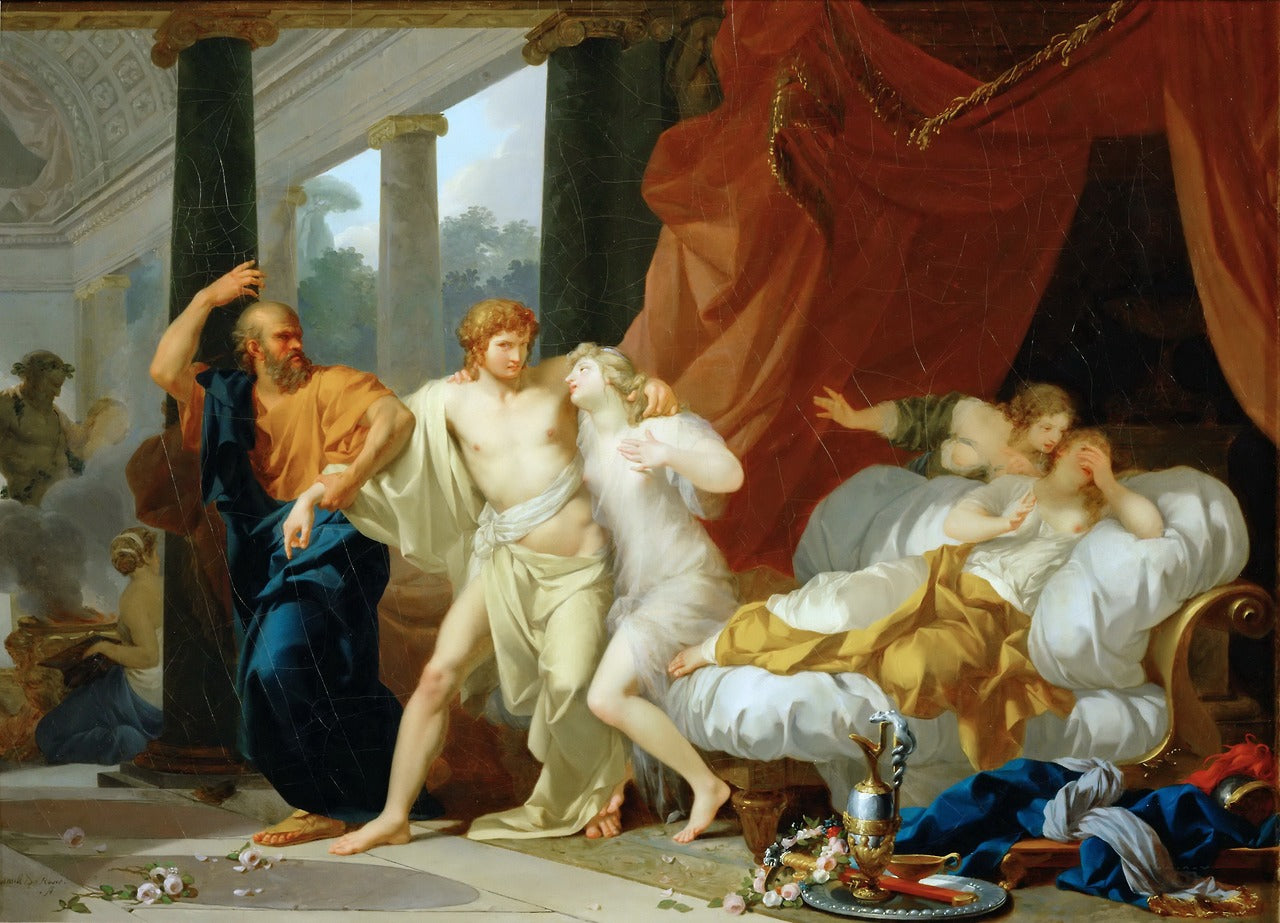 Socrate arrachant Alcibiade du sein de la volupté - Jean-Baptiste Regnault image 1 copie de tableau peinte à la main