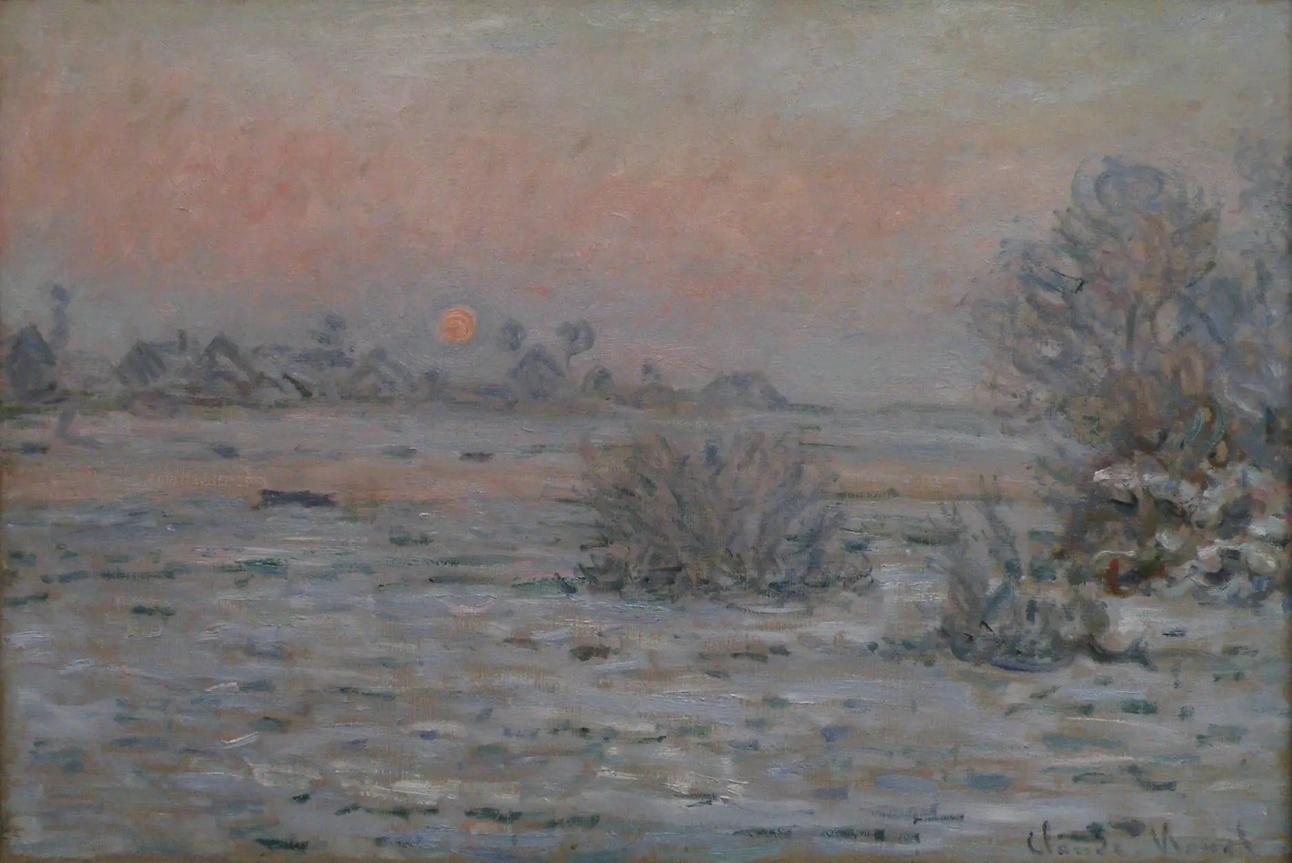 Soleil d'hiver à Lavacourt - Claude Monet image 1 copie peinte à la main à l’huile