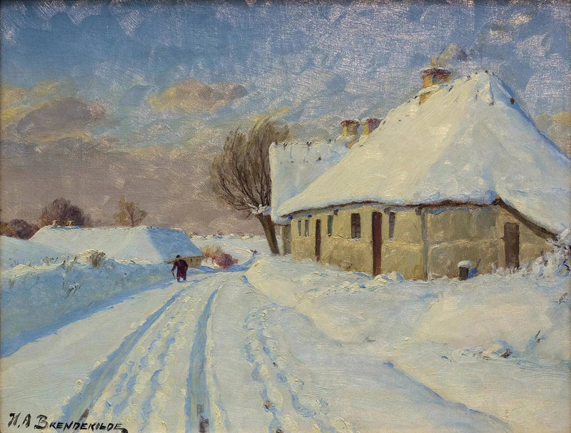 Солнце в деревне в зимний день. - Х. А. Брендекильде