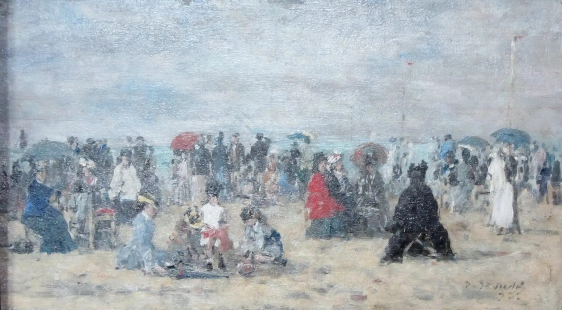 Sur la plage de Trouville - Eugène Boudin image 1 tableau peint à l’huile sur toile