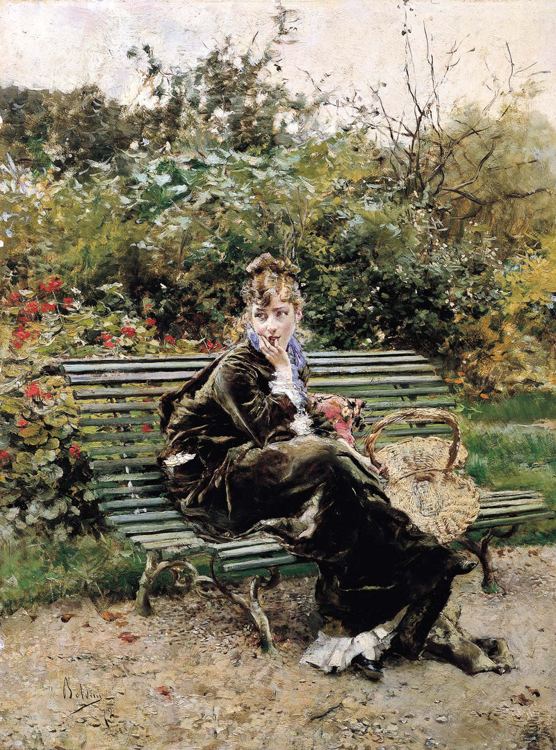На скамейке в Bois - Джованни Болдини