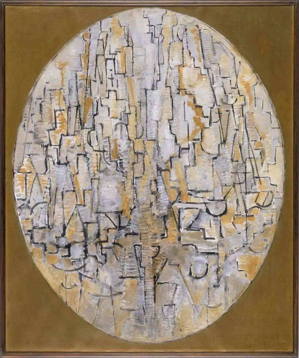 Reproduction du tableau « Tableau n° 3 : Composition dans un ovale - Piet Mondrian » par Alpha Reproduction en peinture à l’huile