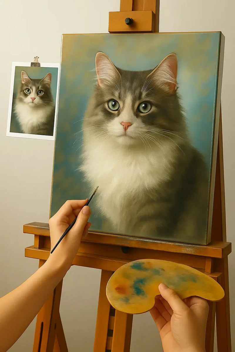 🎨 Персонализированная картина с котом – уникальная масляная живопись