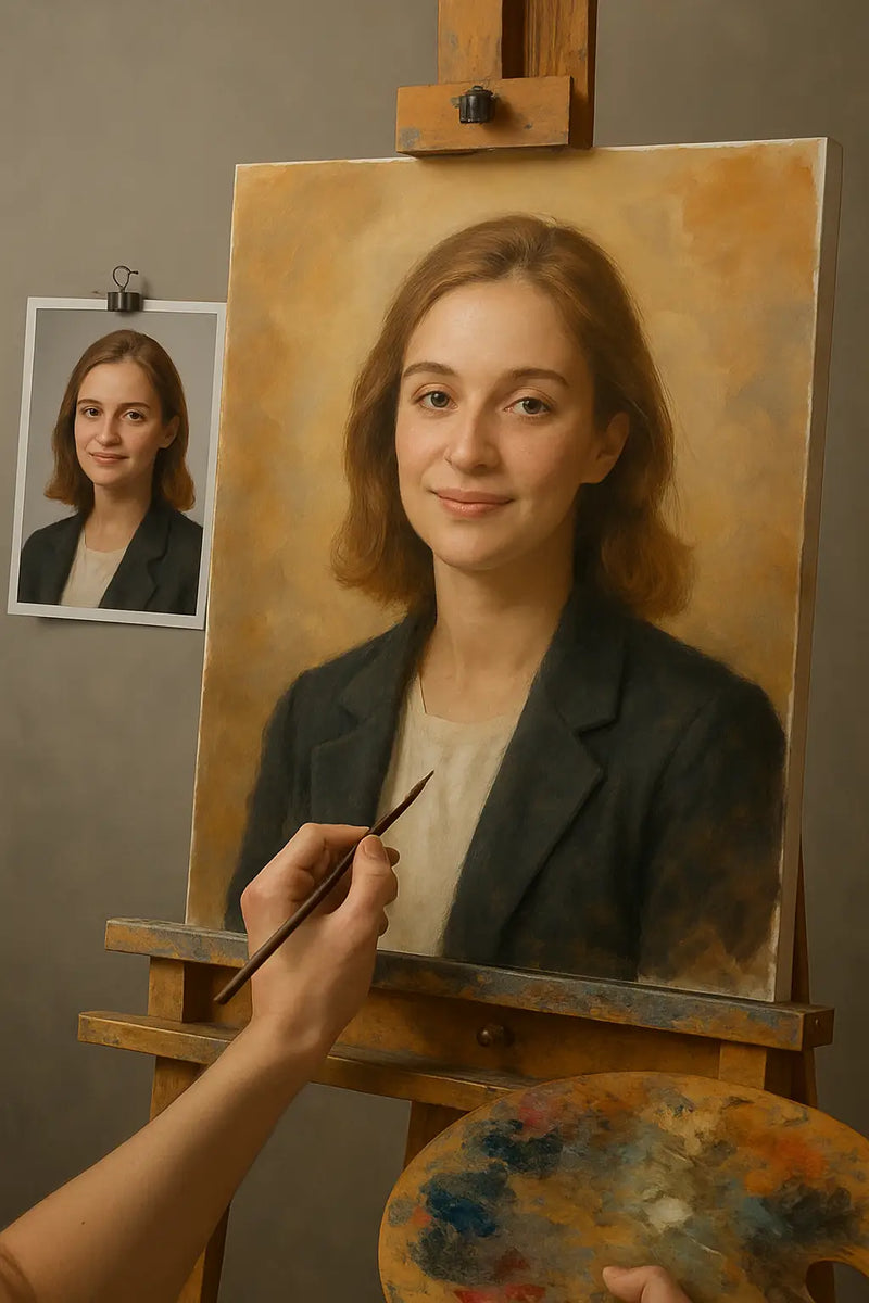 🎨 Персонализированный портрет на холсте на 1 человека – уникальная масляная живопись