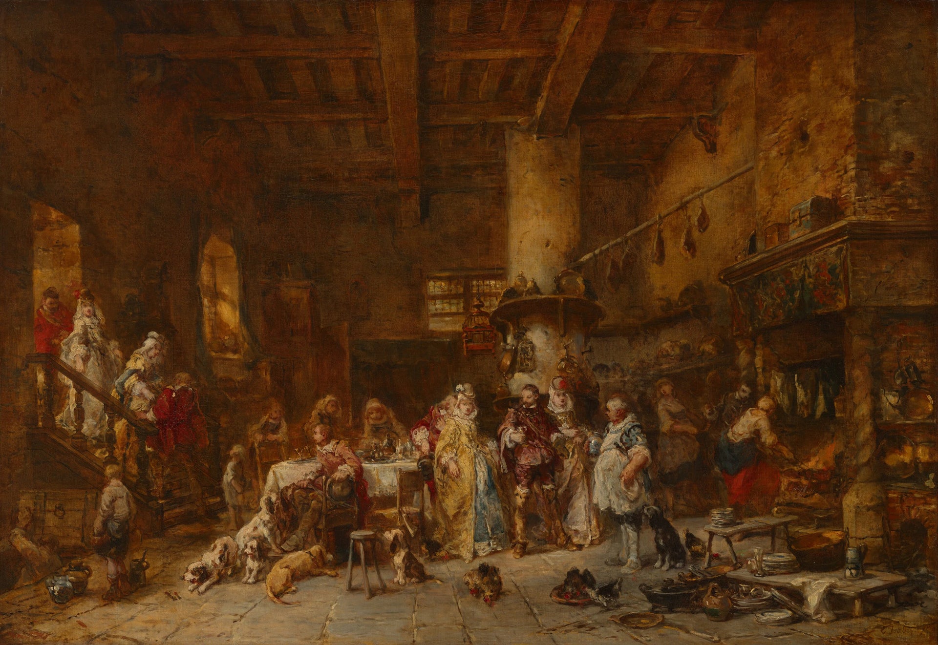Taverne de campagne, festin - Eugène Isabey