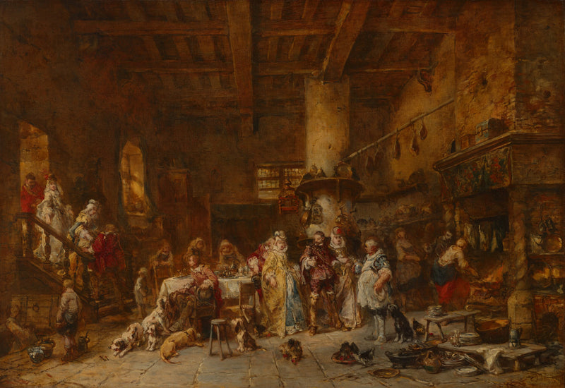 Taverne de campagne, festin - Eugène Isabey