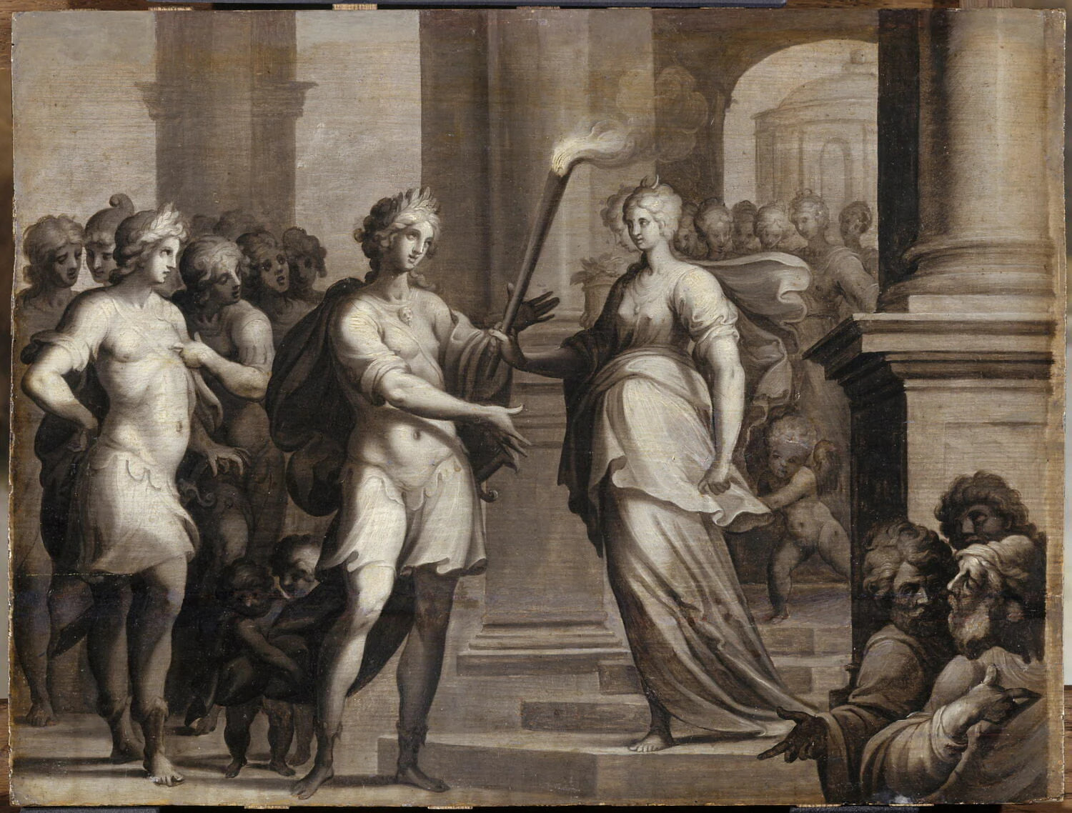 Théagène reçoit le flambeau des mains de Chariclée - Ambroise Dubois