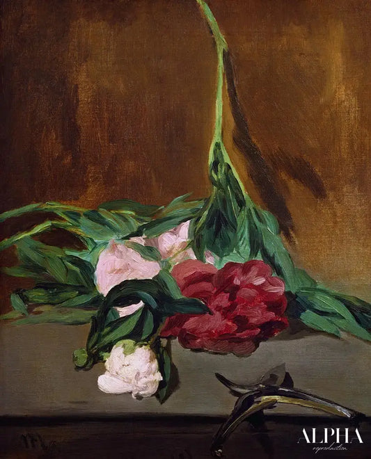 Tige de pivoines et sécateurs - Edouard Manet - Reproductions de tableaux et peintures haut de gamme