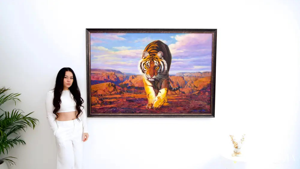 Tiger on the Hunt – Somchai | 150 x 100 cm Reproductions de tableaux à la peinture à l’huile