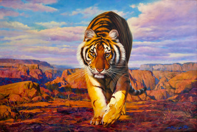 Tigre en chasse | 150 x 100 cm Reproductions de tableaux à la peinture à l’huile