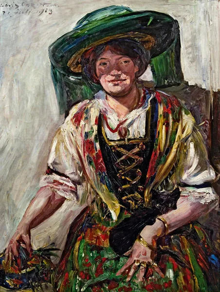 Tirolerin mit Katze - Lovis Corinth image 1 copie peinte à la main à l’huile