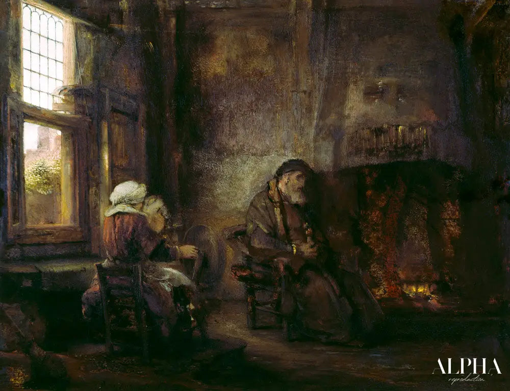 Tobit et Anna attendent le retour de leur fils - Rembrandt van Rijn - Reproductions de tableaux et peintures haut de gamme