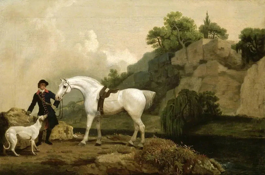 Охотник на гончих с наездником и гончей у Creswell Crags - Джордж Стуббс