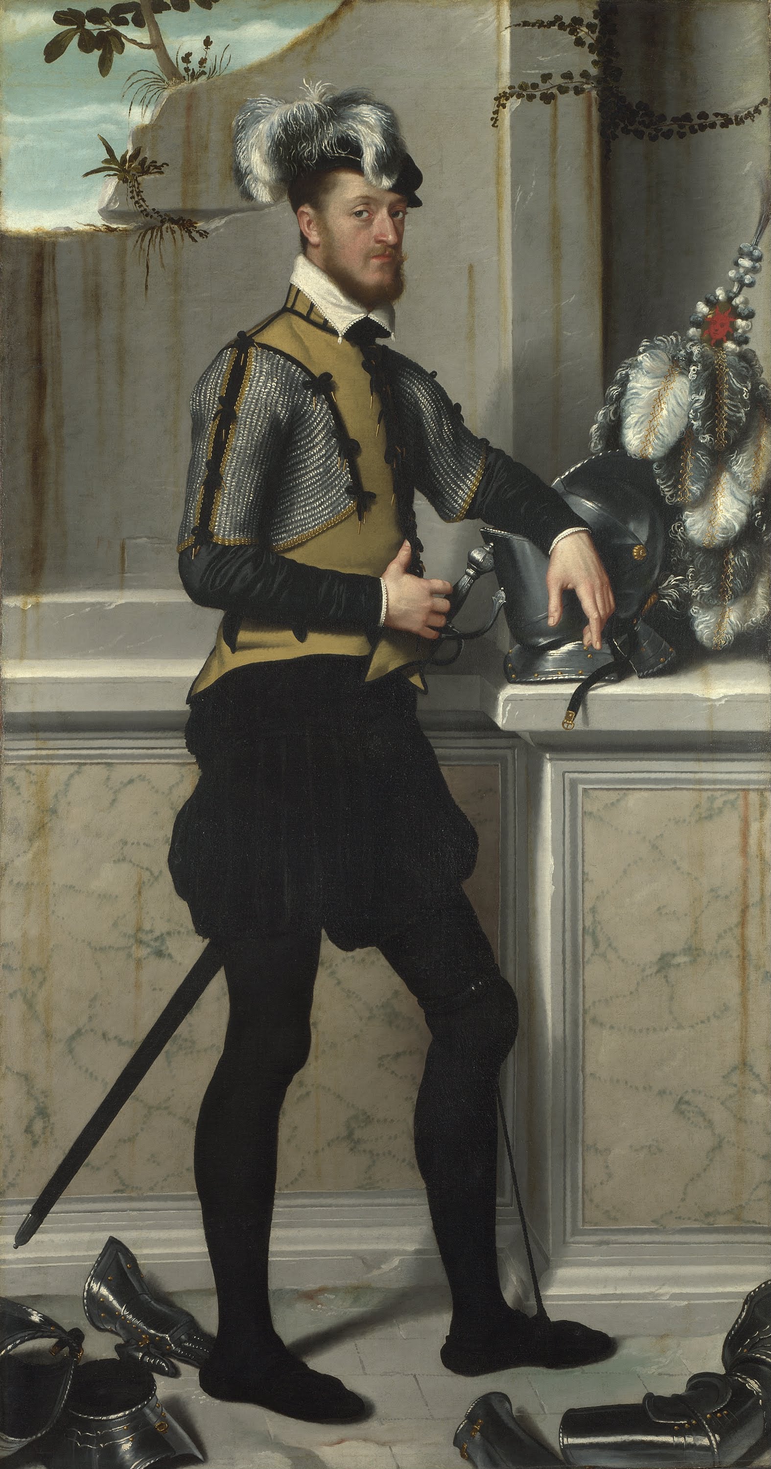 Un chevalier avec son casque de joute (le comte Faustino Avogardo (?)) - Giovanni Battista Moroni - Alpha Reproduction