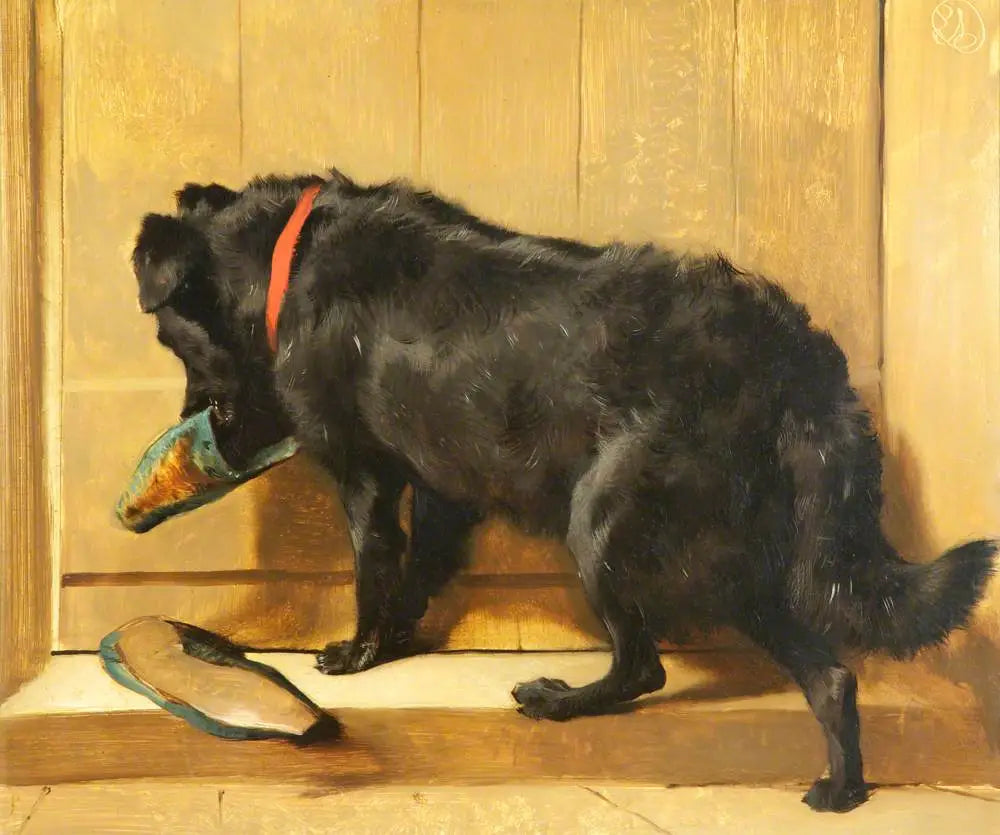 Un chien avec une pantoufle - Edwin Henry Landseer - Alpha Reproduction