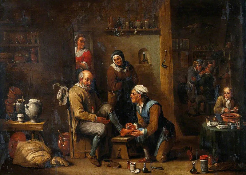 Хирург, лечащий ногу мужчины - Давид Тенирс Младший