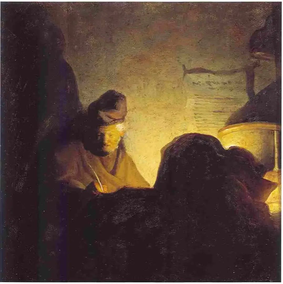 Un érudit à la lueur des bougies - Rembrandt image 1 reproduction de peinture à l’huile