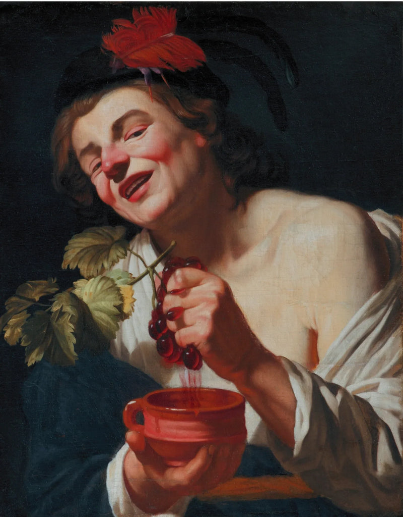 Молодой мужчина, давящий виноград в чаше (аллегория вкуса?) - Gerrit van Honthorst