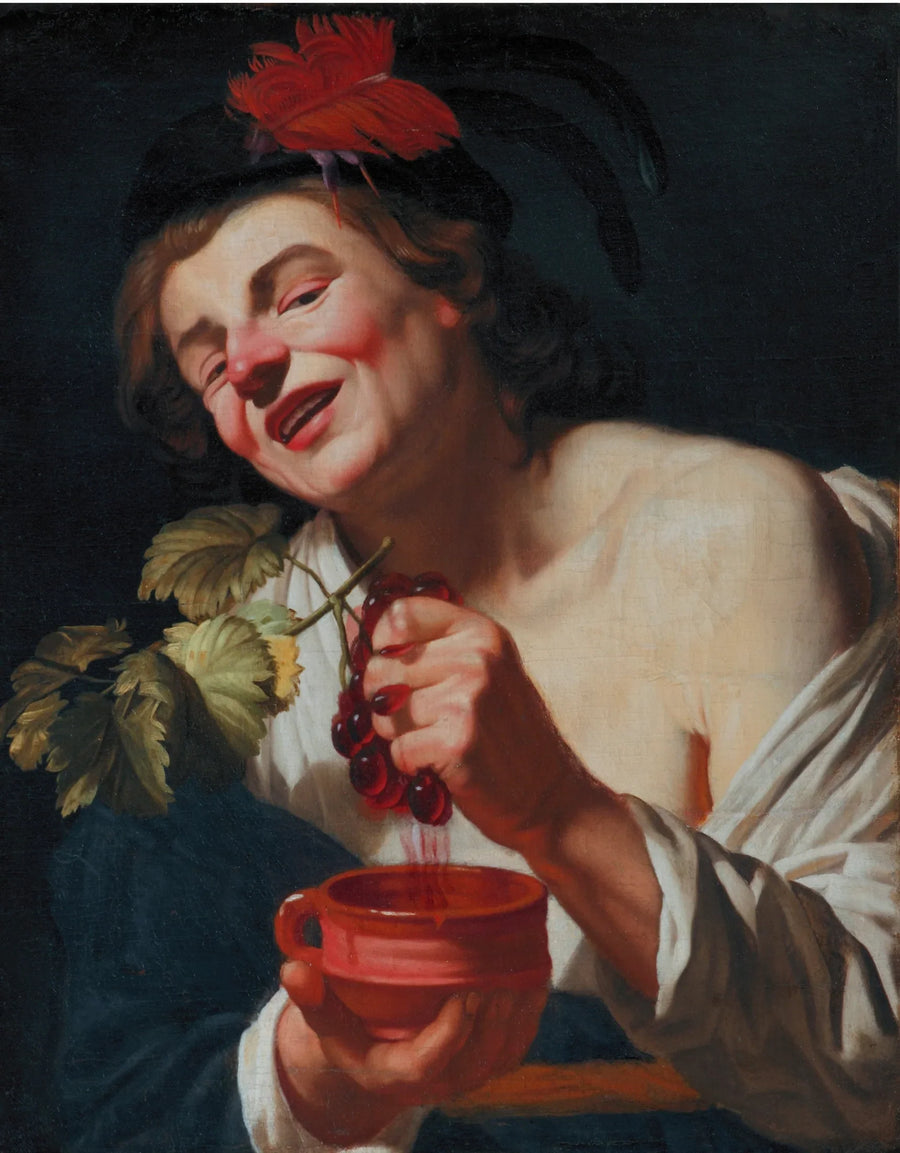 Молодой мужчина, давящий виноград в чаше (аллегория вкуса?) - Gerrit van Honthorst