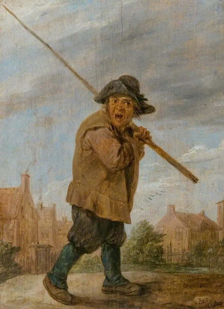 Un paysan portant un poteau - David Teniers le Jeune image 1 reproduction de peinture à l’huile