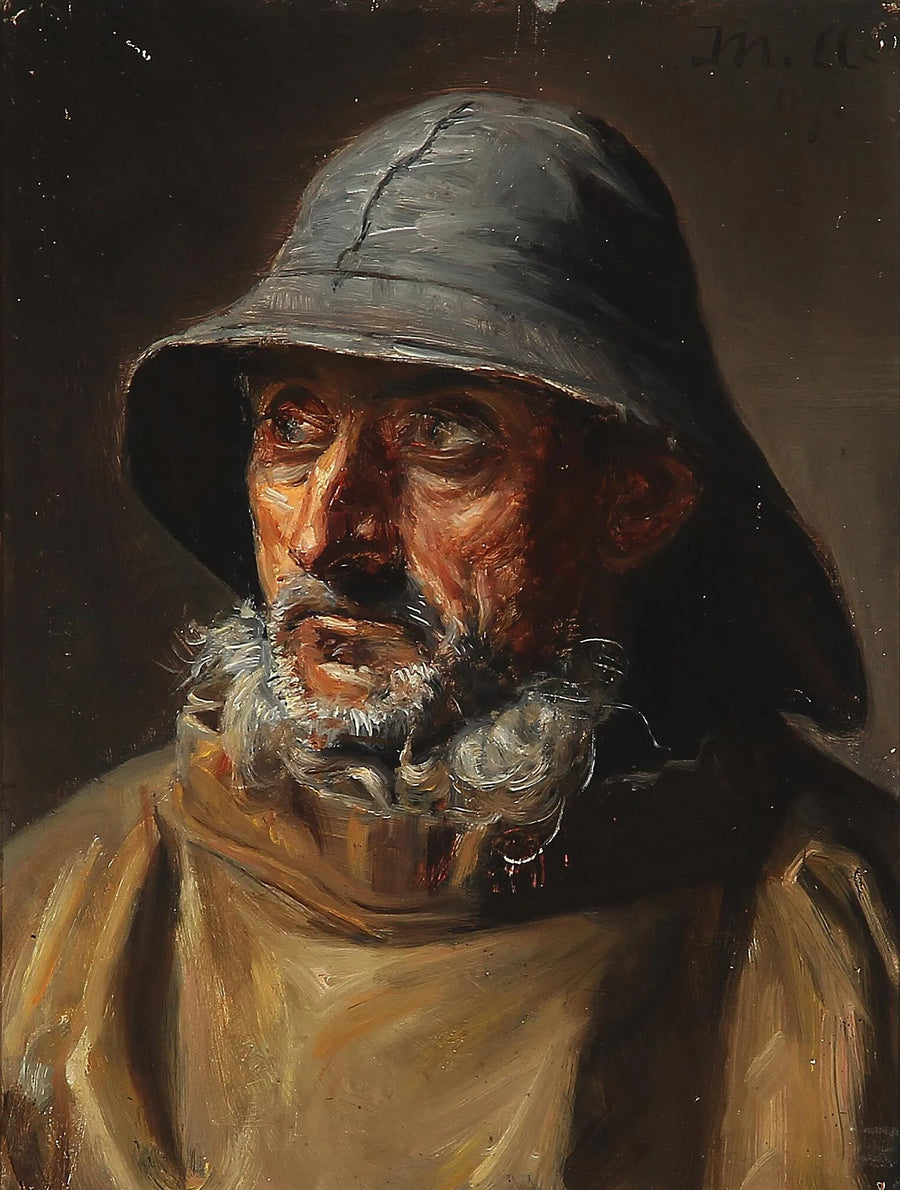 Un pêcheur de Skagen portant un ciré. - Michael Peter Ancher