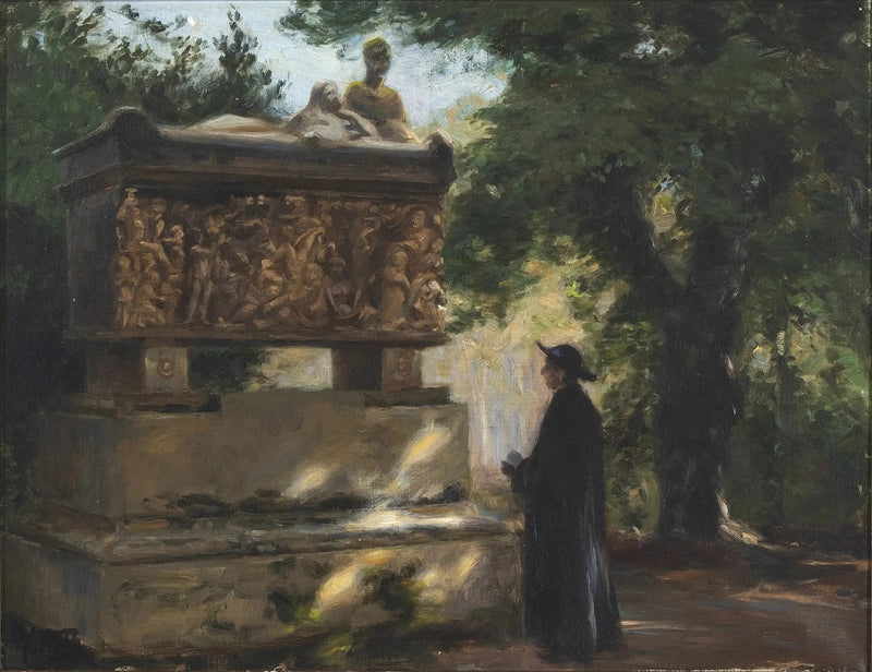 Католический священник перед саркофагом - H. A. Brendekilde
