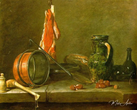 Un régime minceur avec des ustensiles de cuisine - Jean Siméon Chardin - Reproductions de tableaux et peintures haut de gamme