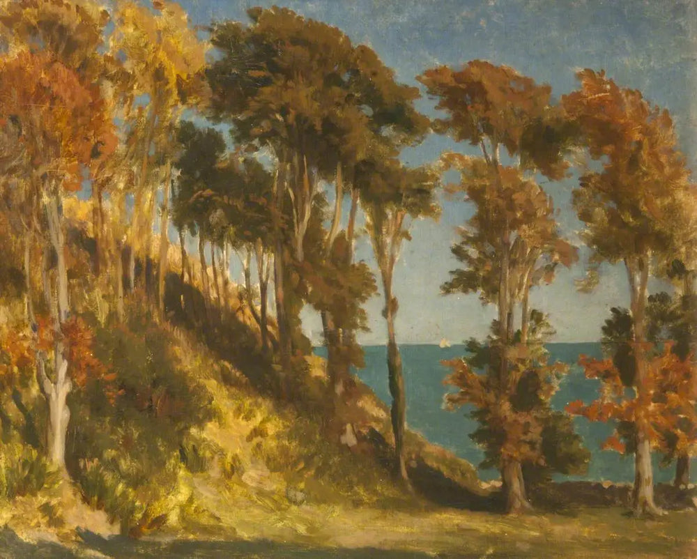 Une colline boisée avec la mer au-delà - Frederic Leighton - Alpha Reproduction