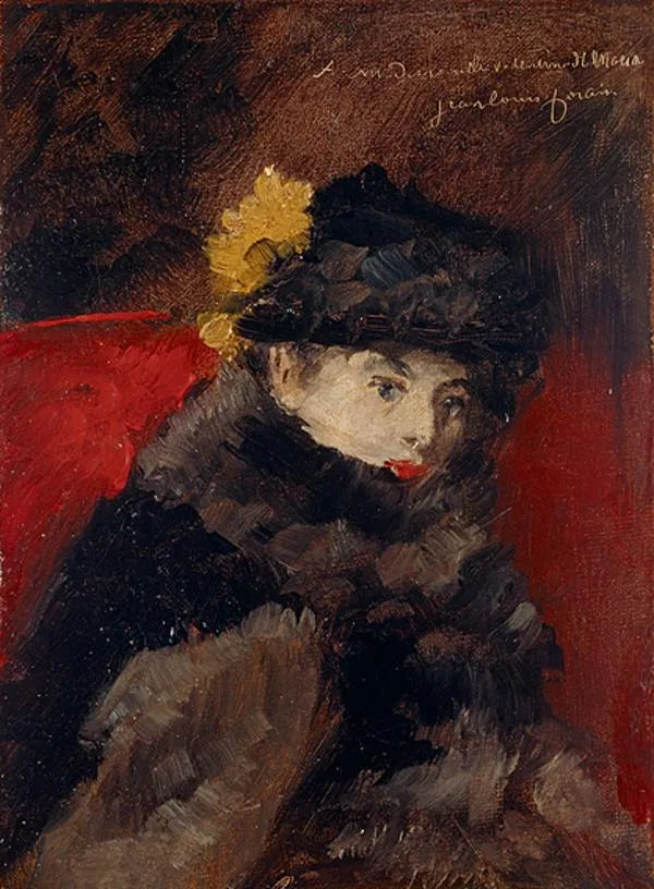 Une dame au manteau de fourrure - Jean-Louis Forain image 1 copie de tableau peinte à la main