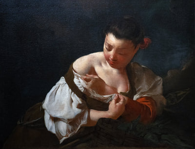 Une paysanne attrapant une puce - Giovanni Battista Piazzetta - Alpha Reproduction