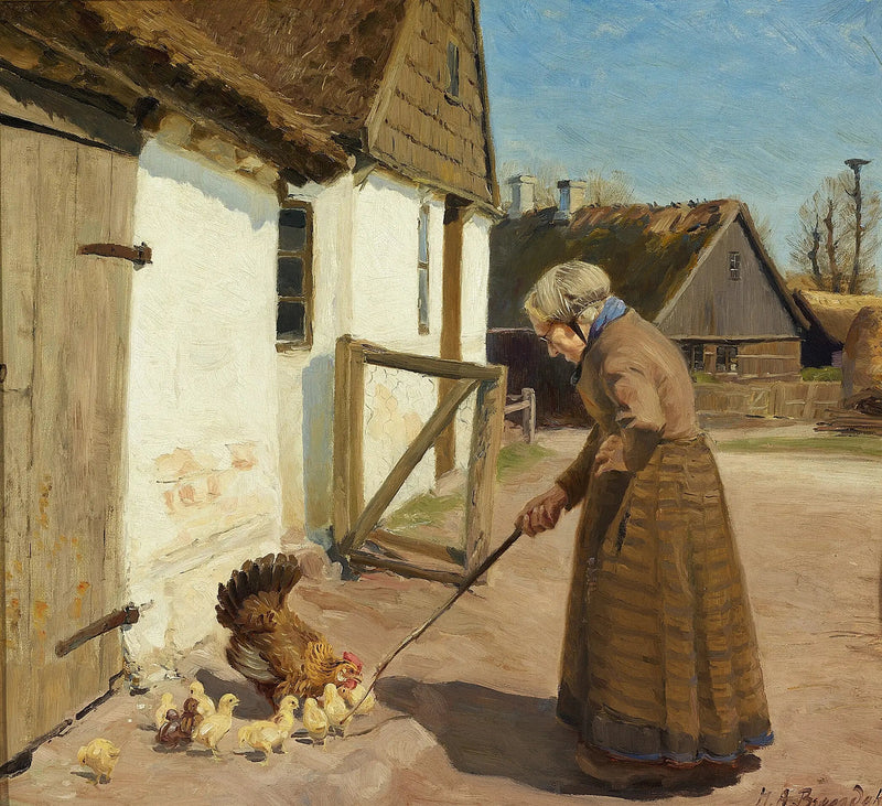 Курица с цыплятами. - Х. А. Брендекильде