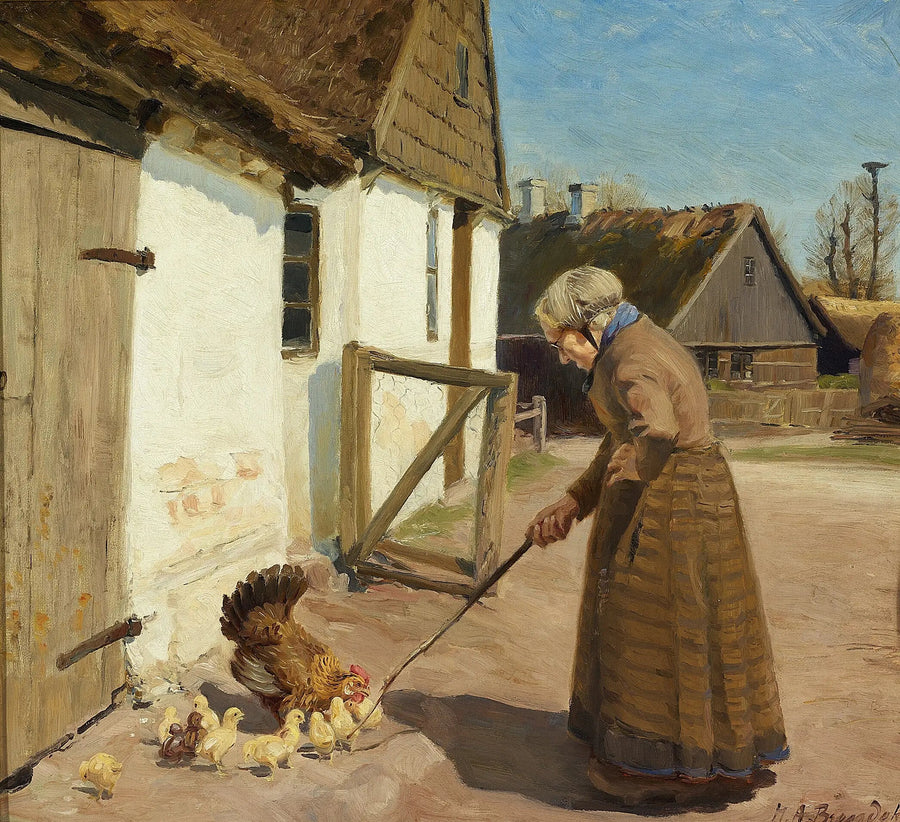Курица с цыплятами. - Х. А. Брендекильде
