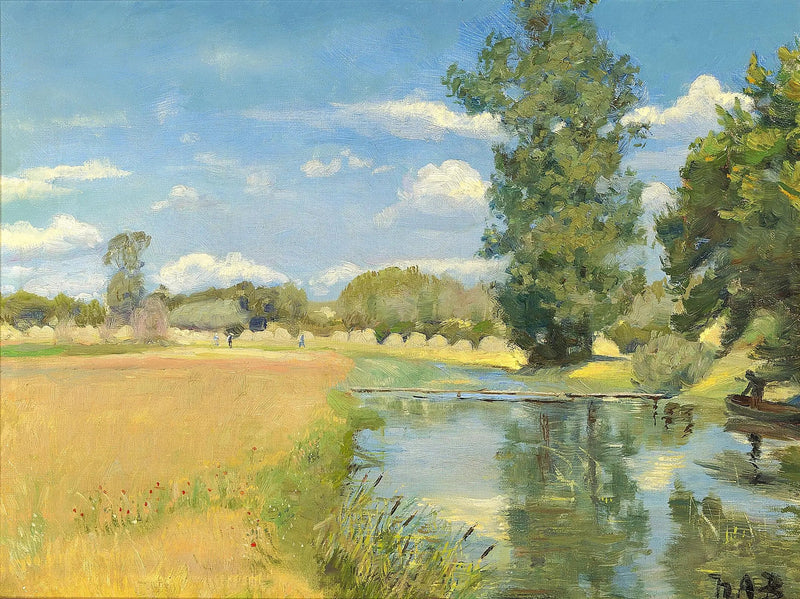 Река, протекающая через пейзаж во время сбора урожая. - H. A. Brendekilde