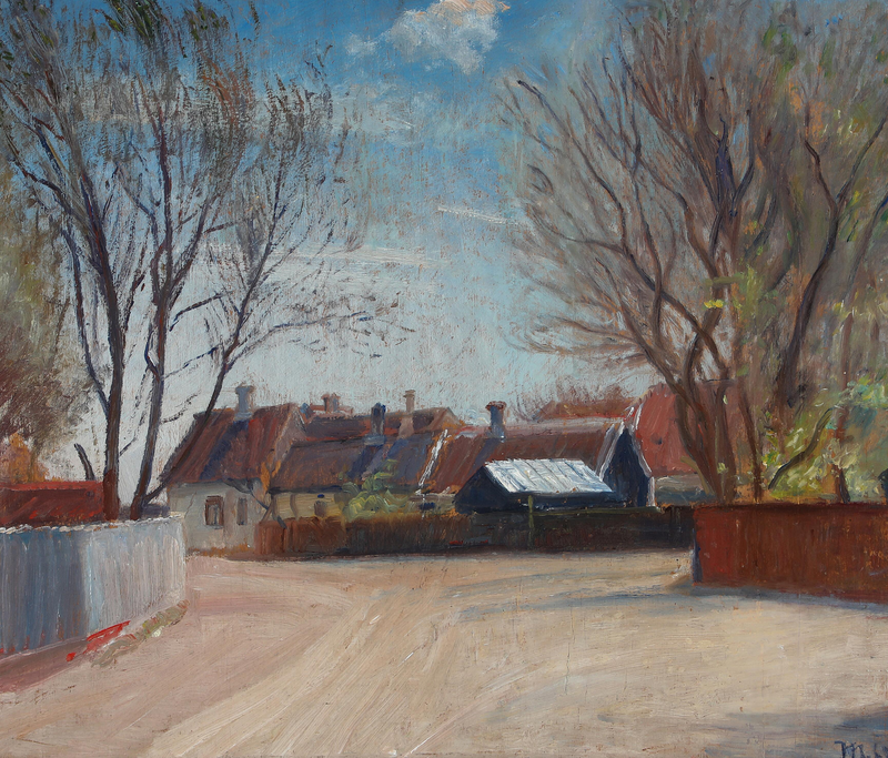 Une scène de Brøndumsvej à Skagen. - Michael Peter Ancher