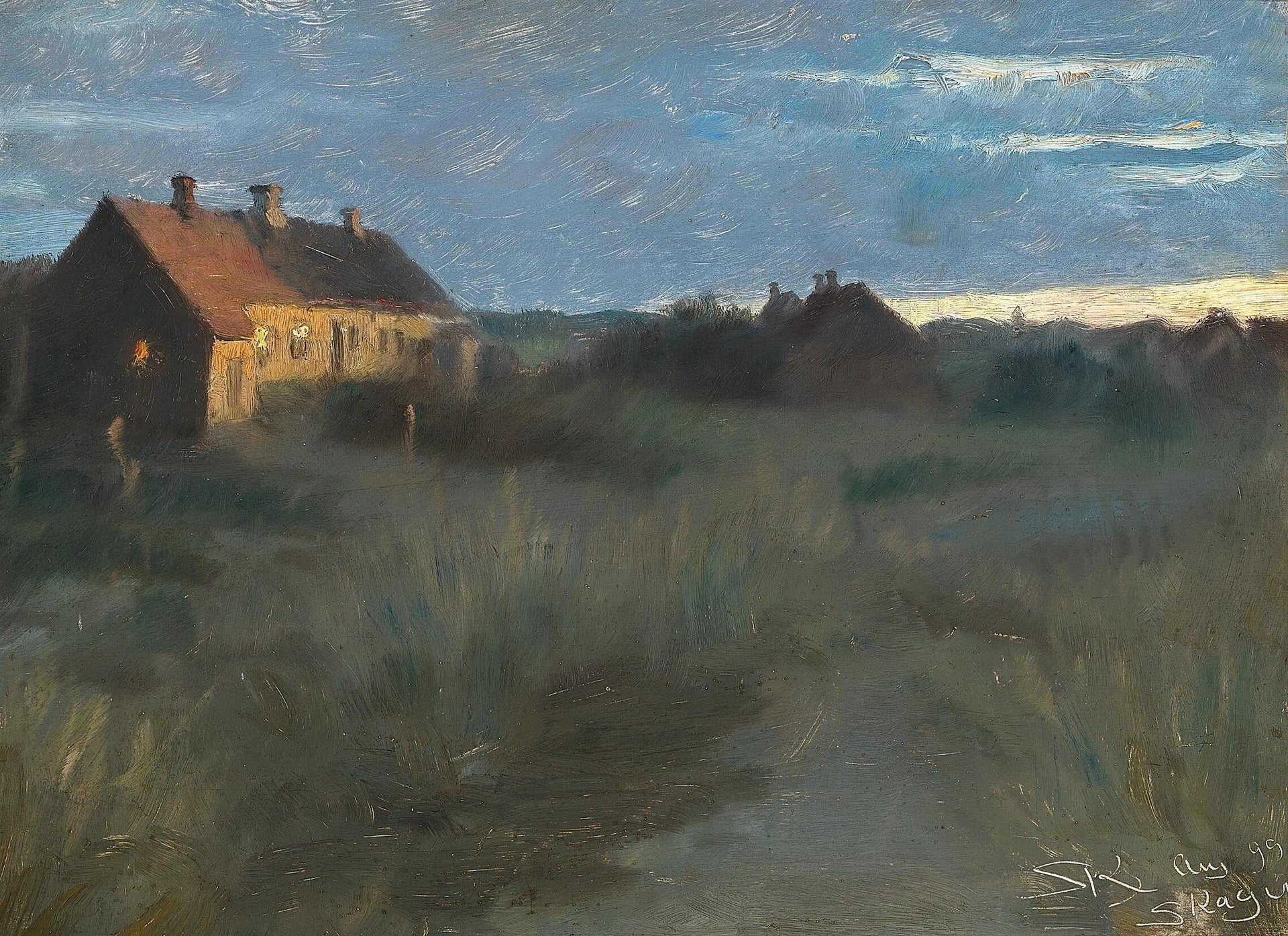 Une soirée d'été à Skagen. - Peder Severin Krøyer image 1 tableau peint à l’huile sur toile