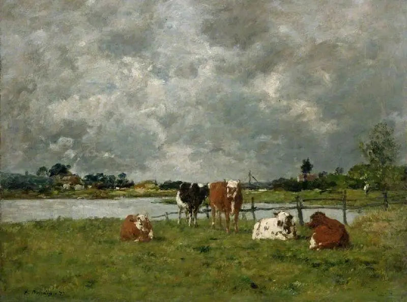 Коровы на поле под грозовым небом, 1877 - Эжен Буден
