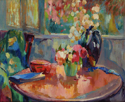 Vases de fleurs sur le guéridon - Robert Antoine Pinchon - Alpha Reproduction