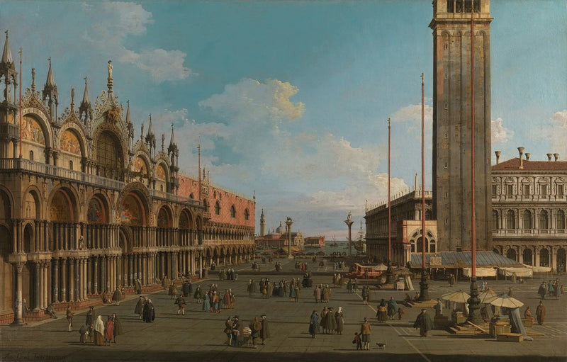 Венеция: площадь и маленькая площадь у Torre dell'Orologio к Сан-Джорджо - Каналетто
