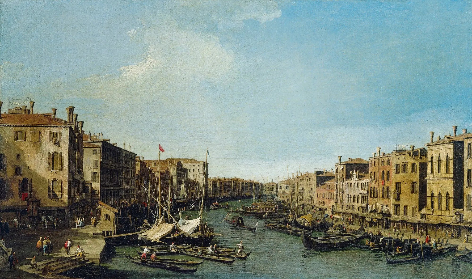 Venise: le Grand Canal du Rialto vers le palais Foscari - Canaletto - Alpha Reproduction