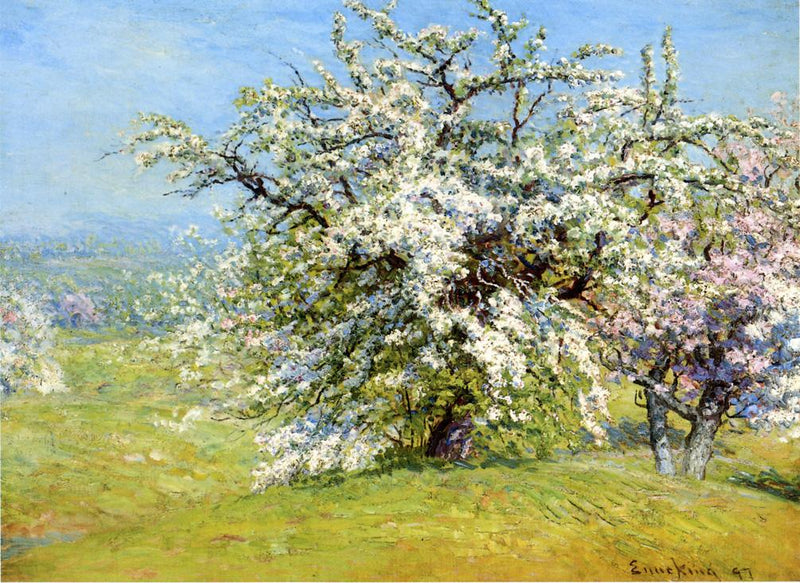 Prairies et arbres en fleurs – John Joseph Enneking