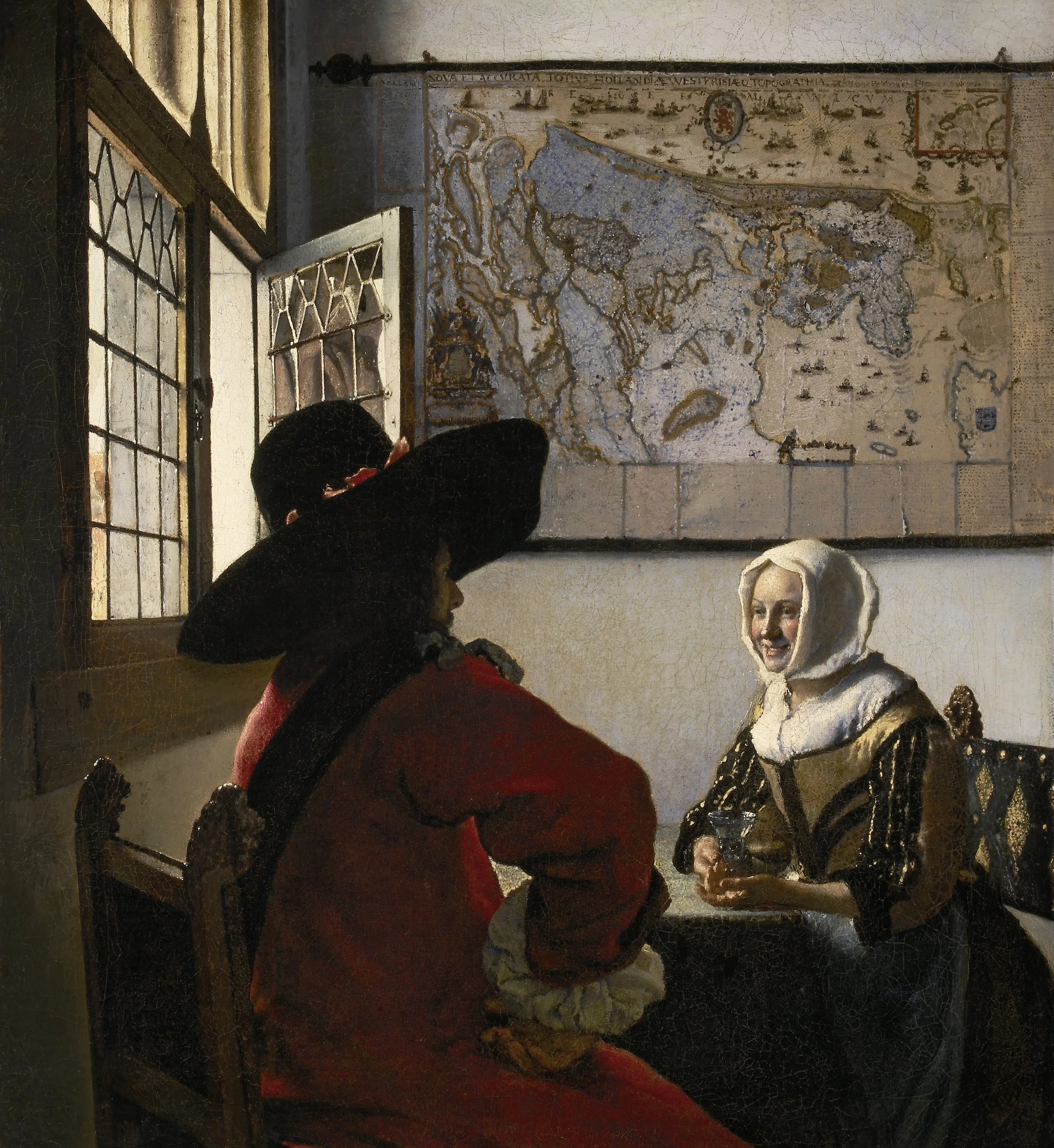 L’Officier et la Jeune Fille riant de Vermeer – reproduction peinture à l’huile sur toile