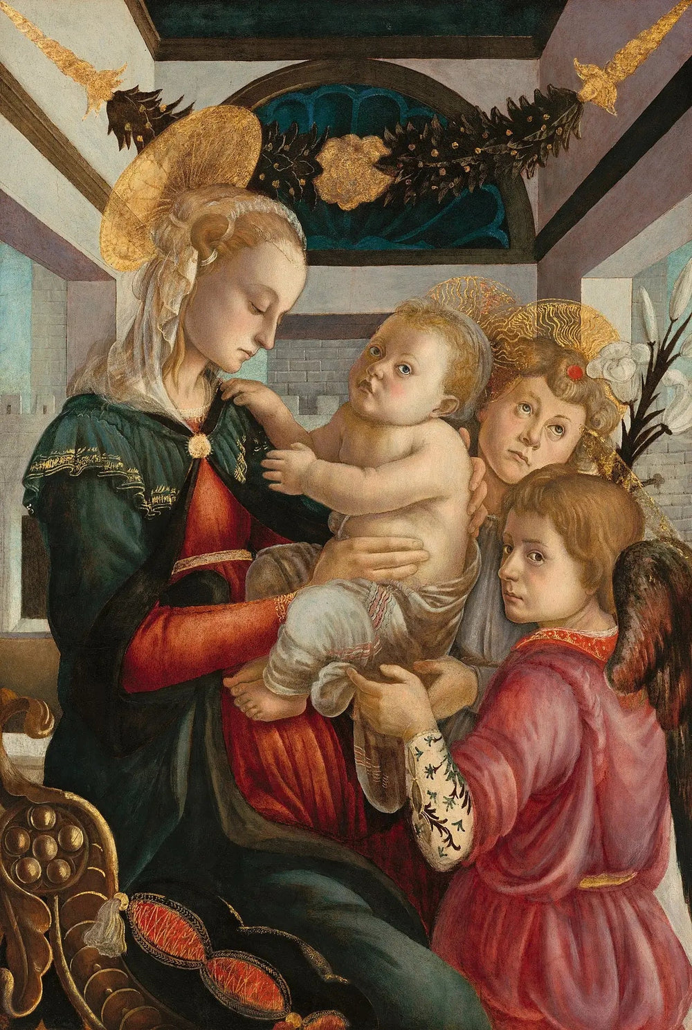 Vierge à l'Enfant avec anges - Sandro Botticelli image 1 tableau peint à l’huile sur toile