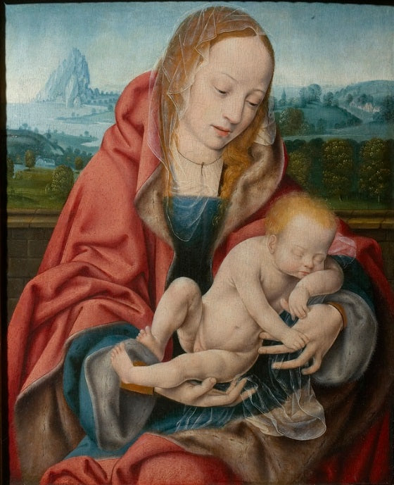 Дева Мария с младенцем, спящим - Joos van Cleve